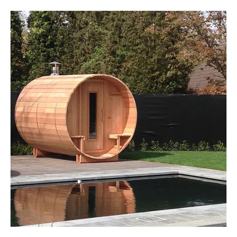 Smartmak Sauna Wooden Outdoor Barrel Sauna Panoramic Window Sauna