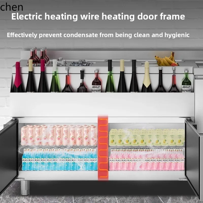 ZML Commercial Workbench Refrigerated Wine Bar Operating Table Wine Tank Cabinet