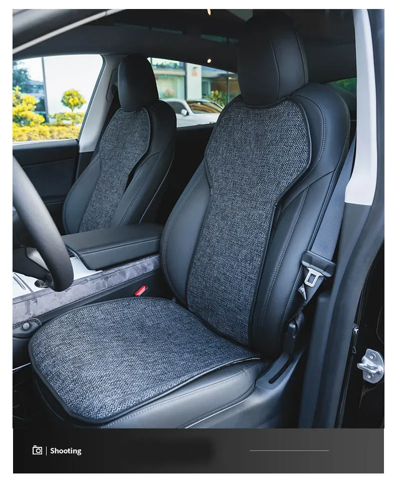 Für Tesla Model Y Juniper 2026 Atmungsaktiver Leinen-Sitzkissen Rückenlehnen-Schutzbezug Model 3 Highland Sommer Winter Zubehör – Detail 8
