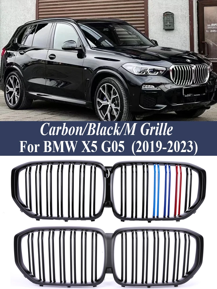 

Lower Front Kidney Bumper M Style Gloss Black Grille For BMW X5 Series G05 2019-2023 Carbon Fiber Racing Grills Replacement