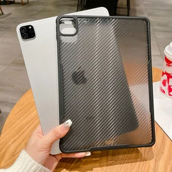 Tablet Case For iPad Air Pro MINI Cases 3th 4th 5th 6th 7th 8th 9th 10th Generation Carbon Fiber Texture Hard Cover Shockproof