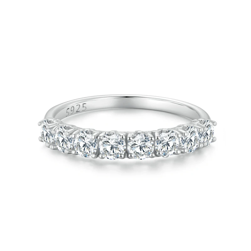 Women's 0.8 ct Moissanite Classical Round Wedding Ring, 925 Silver