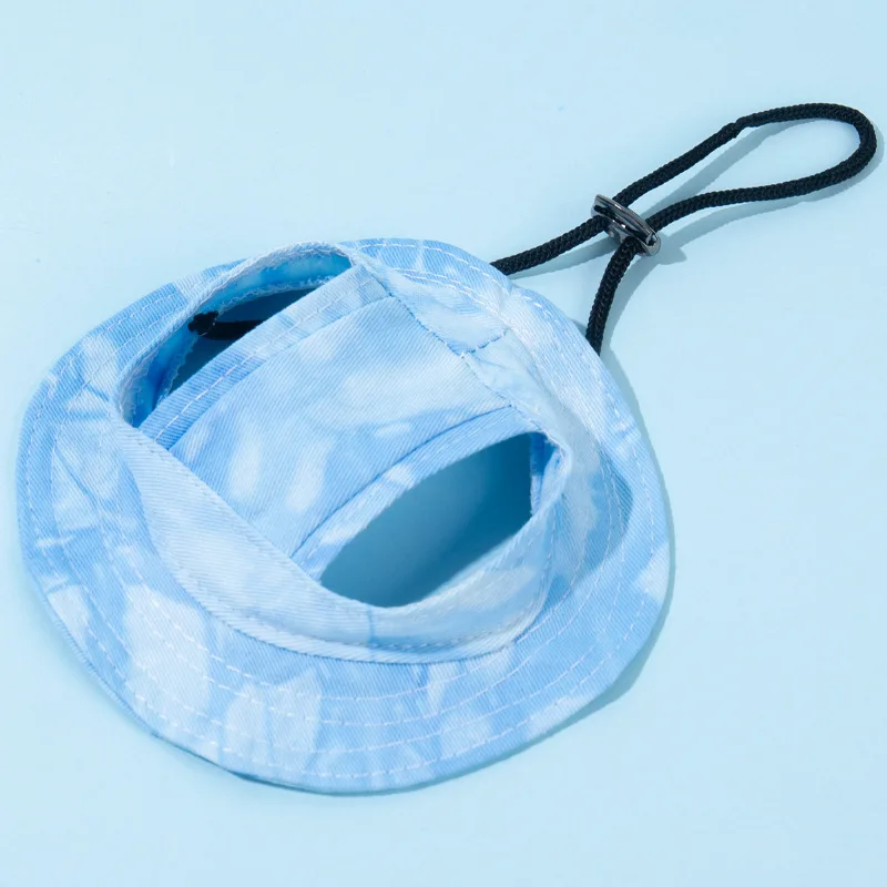 Summer Pet Sun Hat for Cat Dog with Adjustable Strap Breathable Mesh Bucket Hat for Outdoor Activity Ear-Friendly Design
