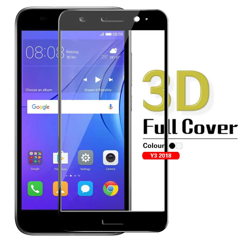 3D Tempered Glass For Huawei Y3 Y5 Y6 Y7 Prime Y7 Pro Y9 2018 CAG-L02 CAG-L03 CAG-L22 CAG-L23 DRA-L21 DRA-LX3 ATU-L11 LDN-L21