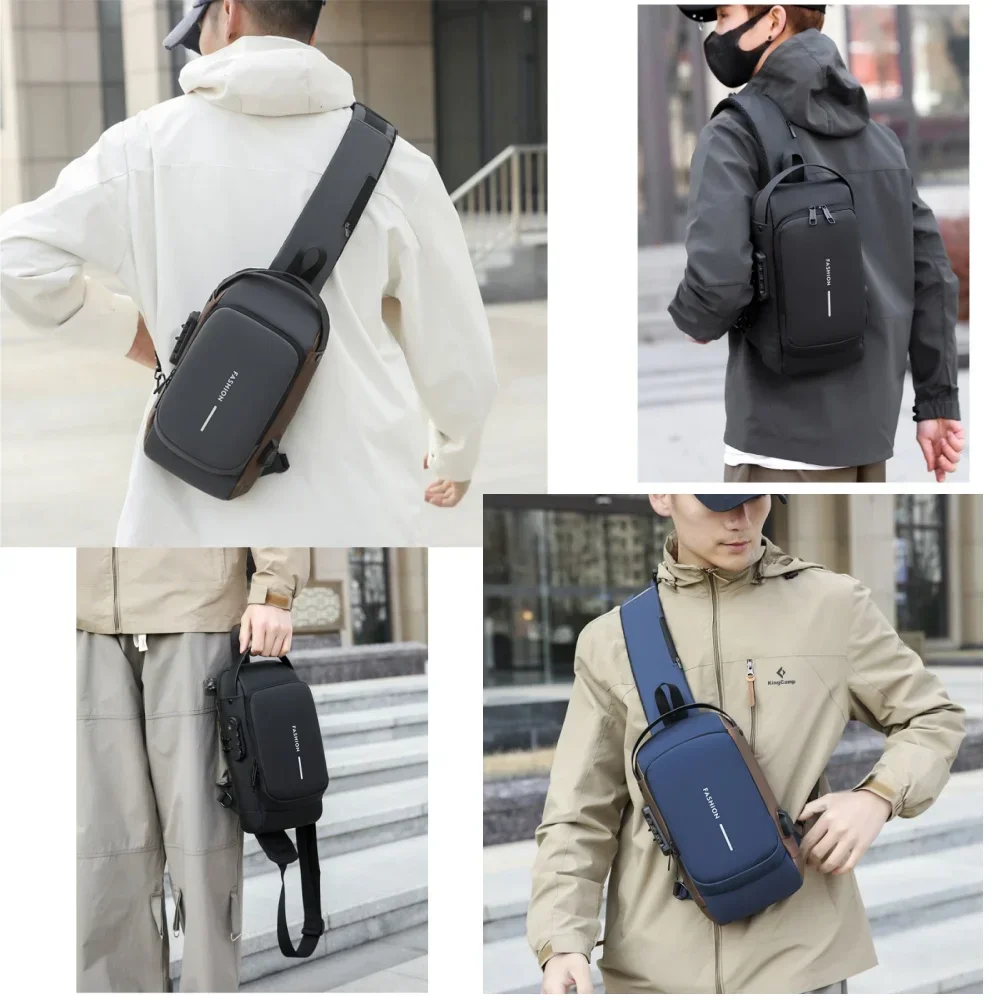 حقيبة صدر للرجال، حقيبة للرجال حقائب ظهر متقاطعة، حقيبة كتف للرجال، قفل بكلمة مرور، حقيبة ساعي مضادة للسرقة، حقيبة هاتف محمول
