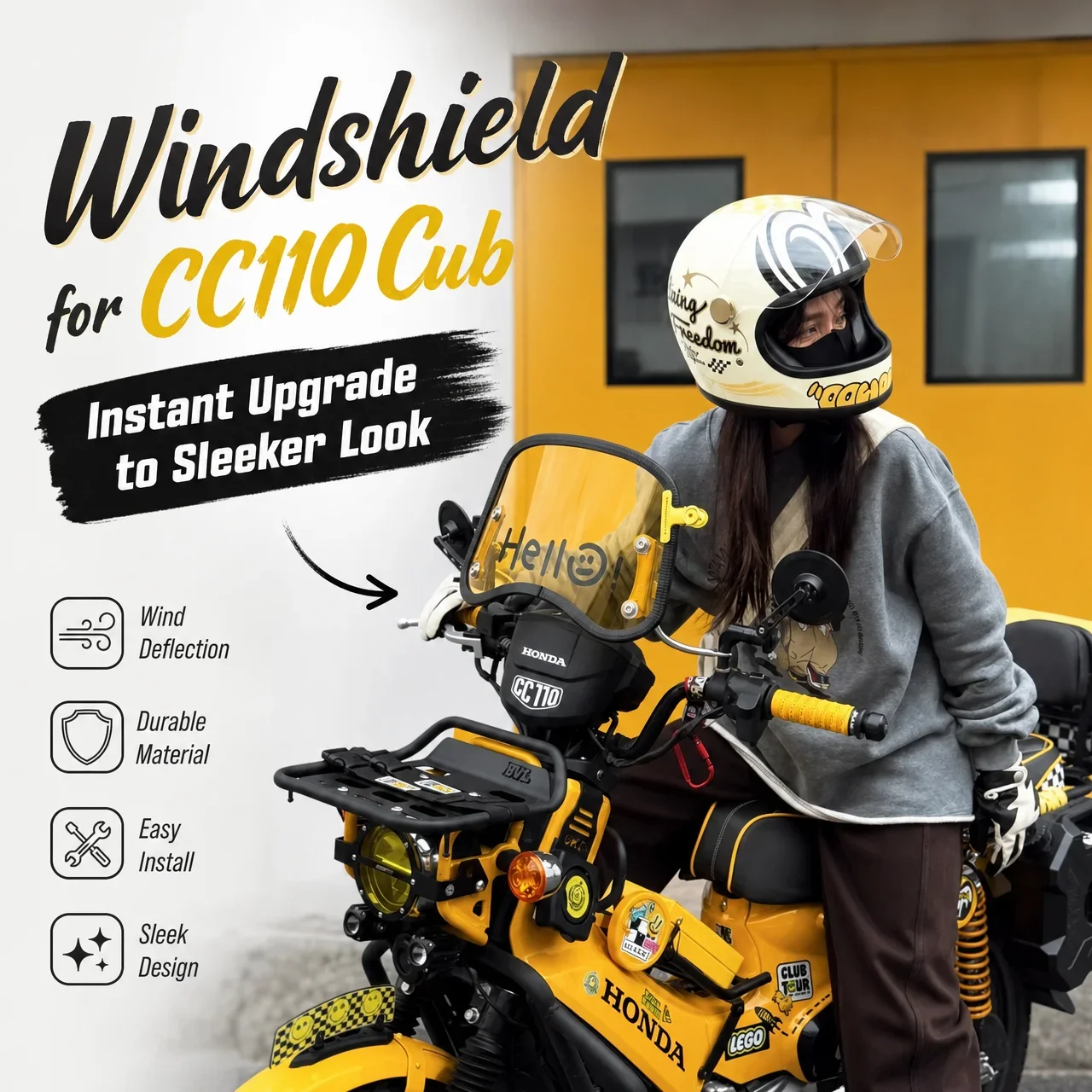 Motorcycle Flyscreen For Honda Super Cub CC110 Windshield CT125 Windscreen Fairing Yamaha PG1 Zongshen Yemi 125 Wind Deflector