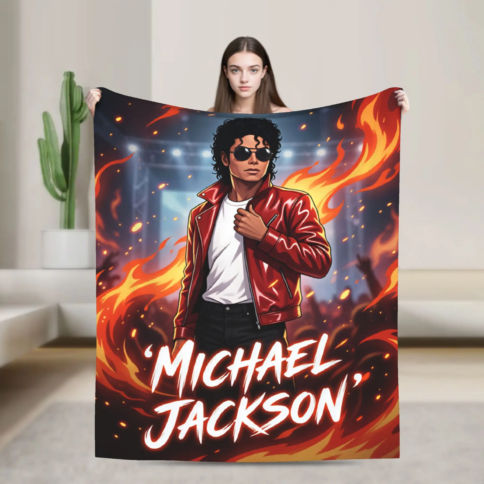 Warm Soft Blankets Airplane Travel Michael Jackson Throw Blanket  Flannel Bedspread For Couch Chair Graphic Sofa Bed Cover