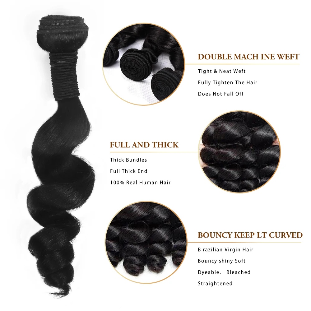 30 Inch Loose Wave Bundles 100% Human Hair Natural Black 14-32 Remy Hair Extensions Raw Hair Bundles For Women 10A Thick Bundles image 4