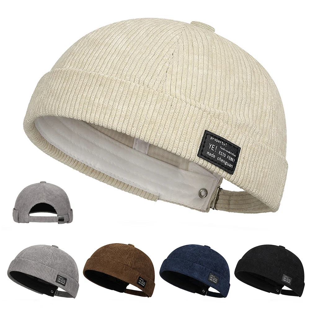 Brimless Skullies Cap Vintage Cotton Men Adjustable Landlord Docker Cap Multipurpos Beanie Hats Streetwear Dome Hat Hip Hop Hats