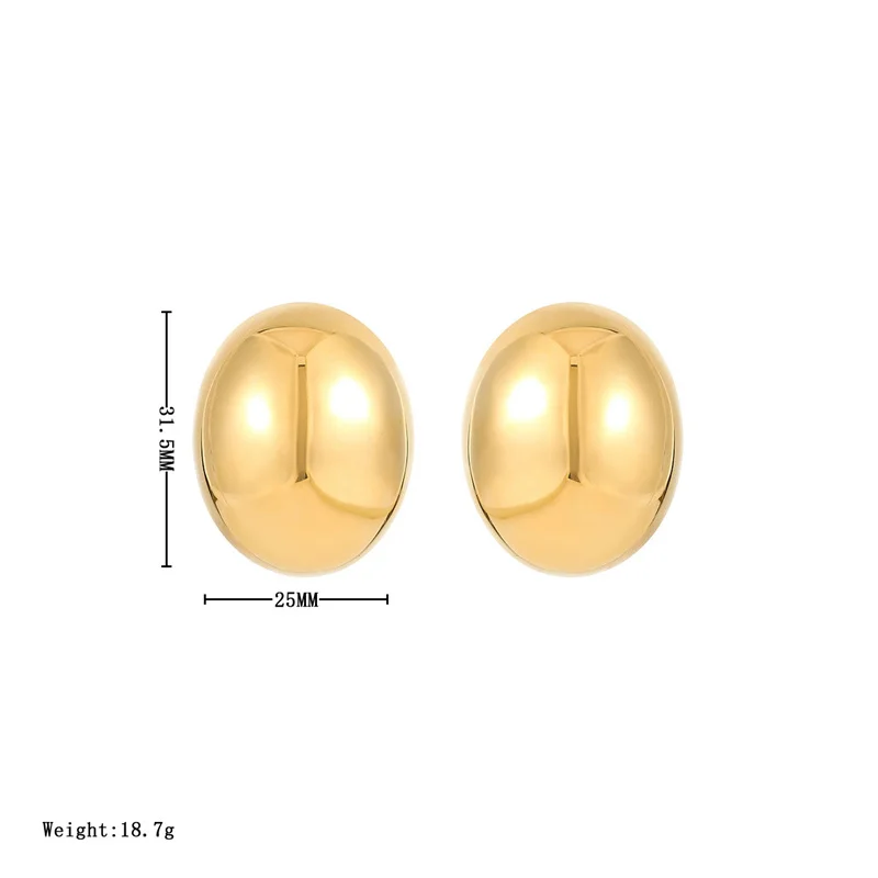 2024 New Fashion Metal Smooth Big Oval Stud Earrings for Women Exaggerated Hollow Ball Geometric Earring Korean Jewelry Gift