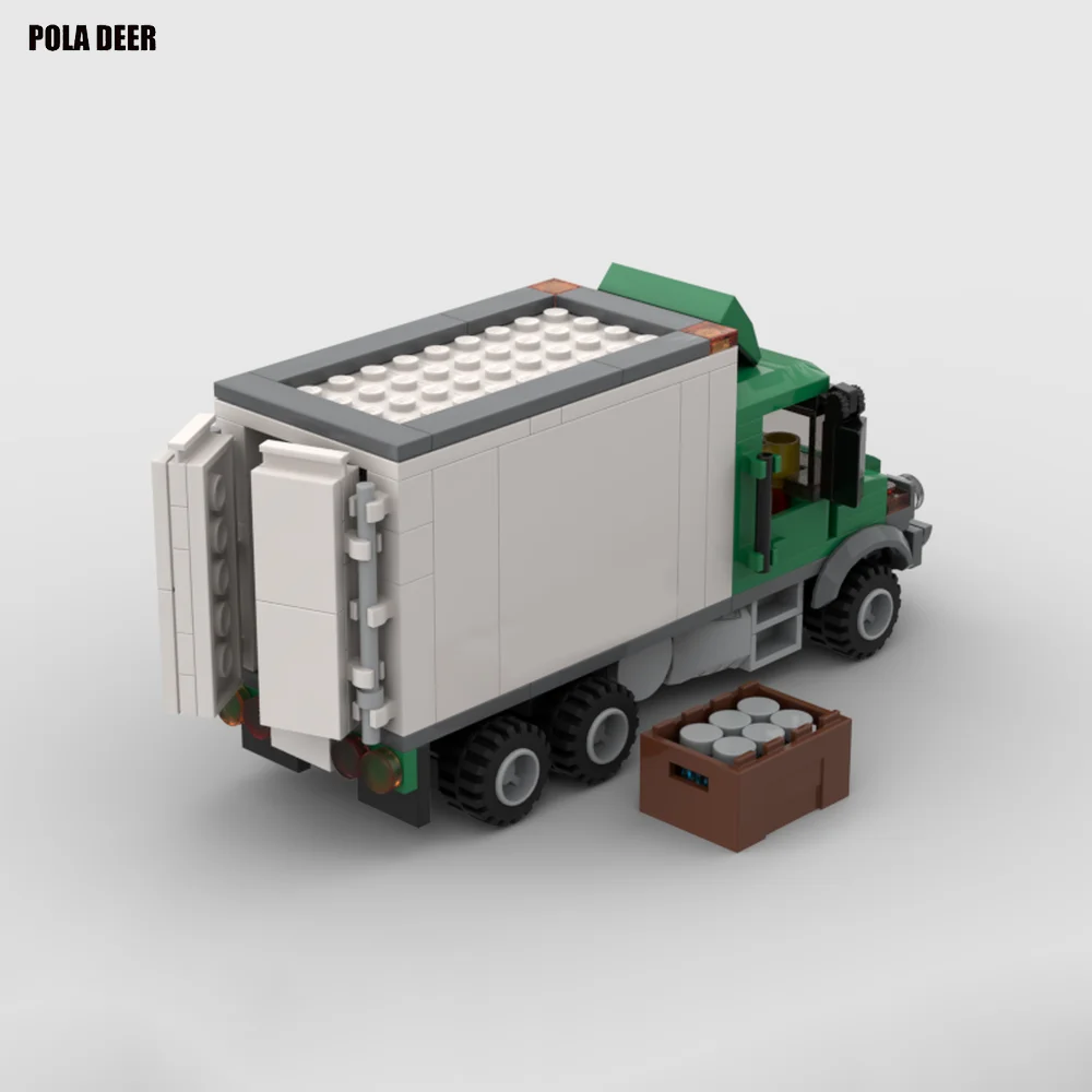 Poladeer-City Transport Cargo Box, Caminhão Pesado, Brinquedo do Bloco de Construção de Partículas Pequenas, Modelo Puzzle, Presente Criativo, Ornamentos, 213 Pcs