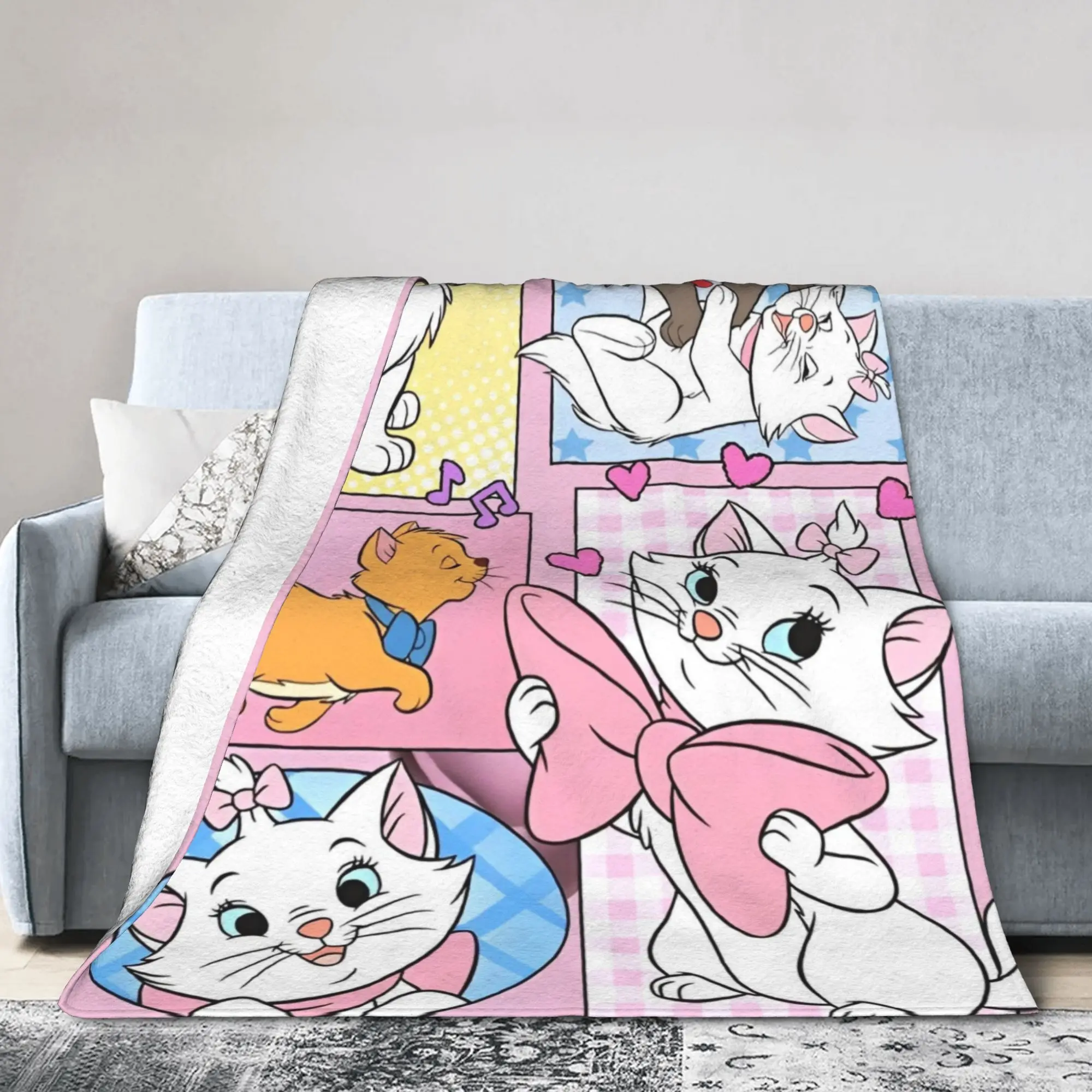 بطانيات أرستوكاتس ماري كات بطانيات كرتونية من الفلانيل مضحكة دافئة لمفرش السرير للشتاء، #1