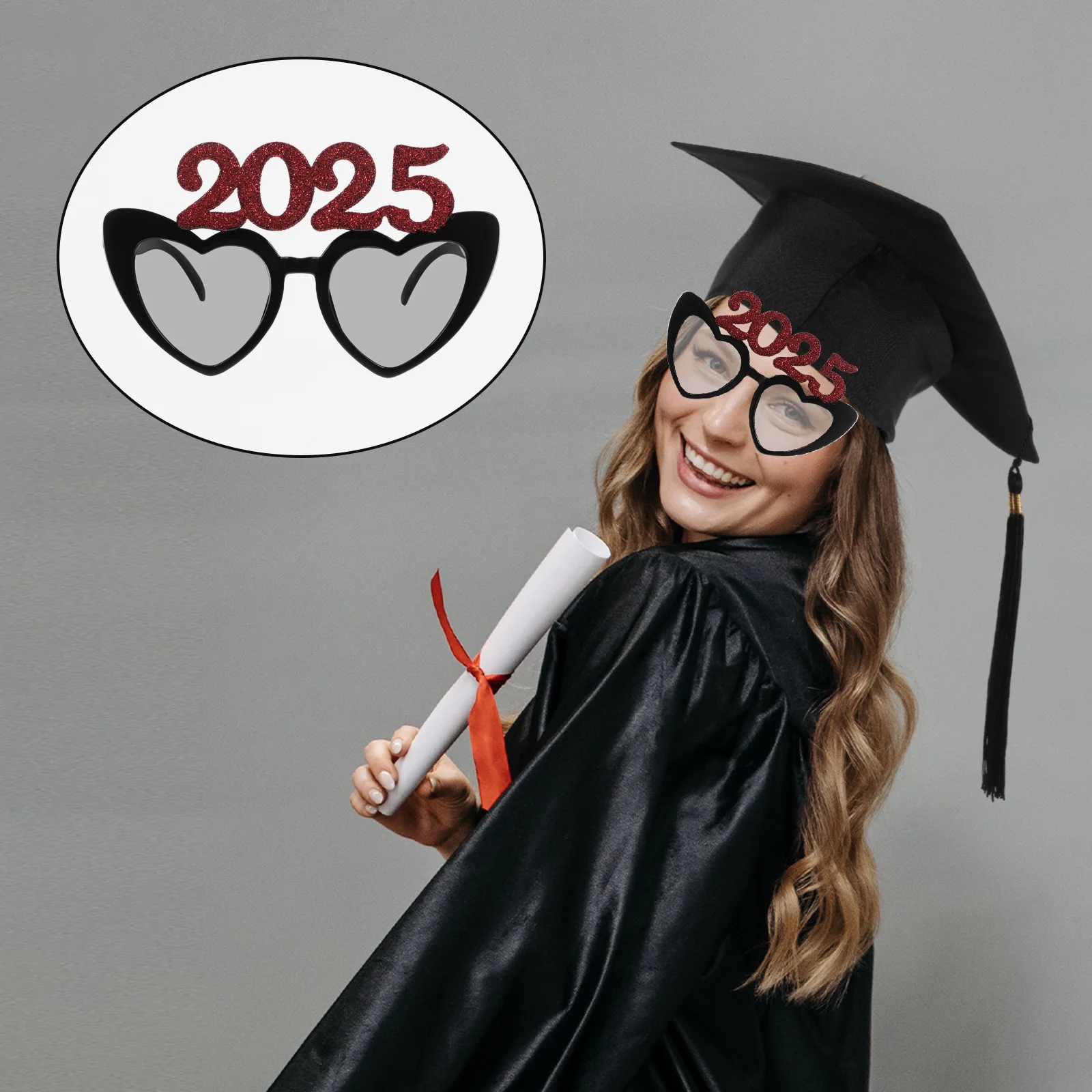 

Heart Shaped 2025 Eyeglasses New Year Party Glasses Blue Plastic Photo Booth Props Lightweight Smooth Texture Celebrate Festival