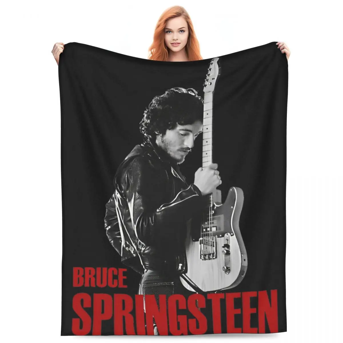 Vintage Bruce Springsteen Cool Singer Blankets Fleece Print Cozy Warm Throw Blankets for Bedding Travel Plush Thin Quilt