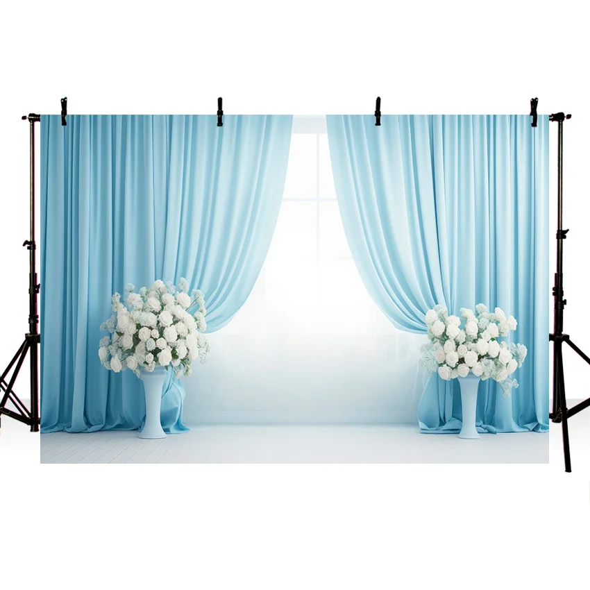 Mehofond Curtain Blue Photography Backdrop Bridal Shower Wedding Bride to be Baby Birthday Party Background Decor Photo Studio