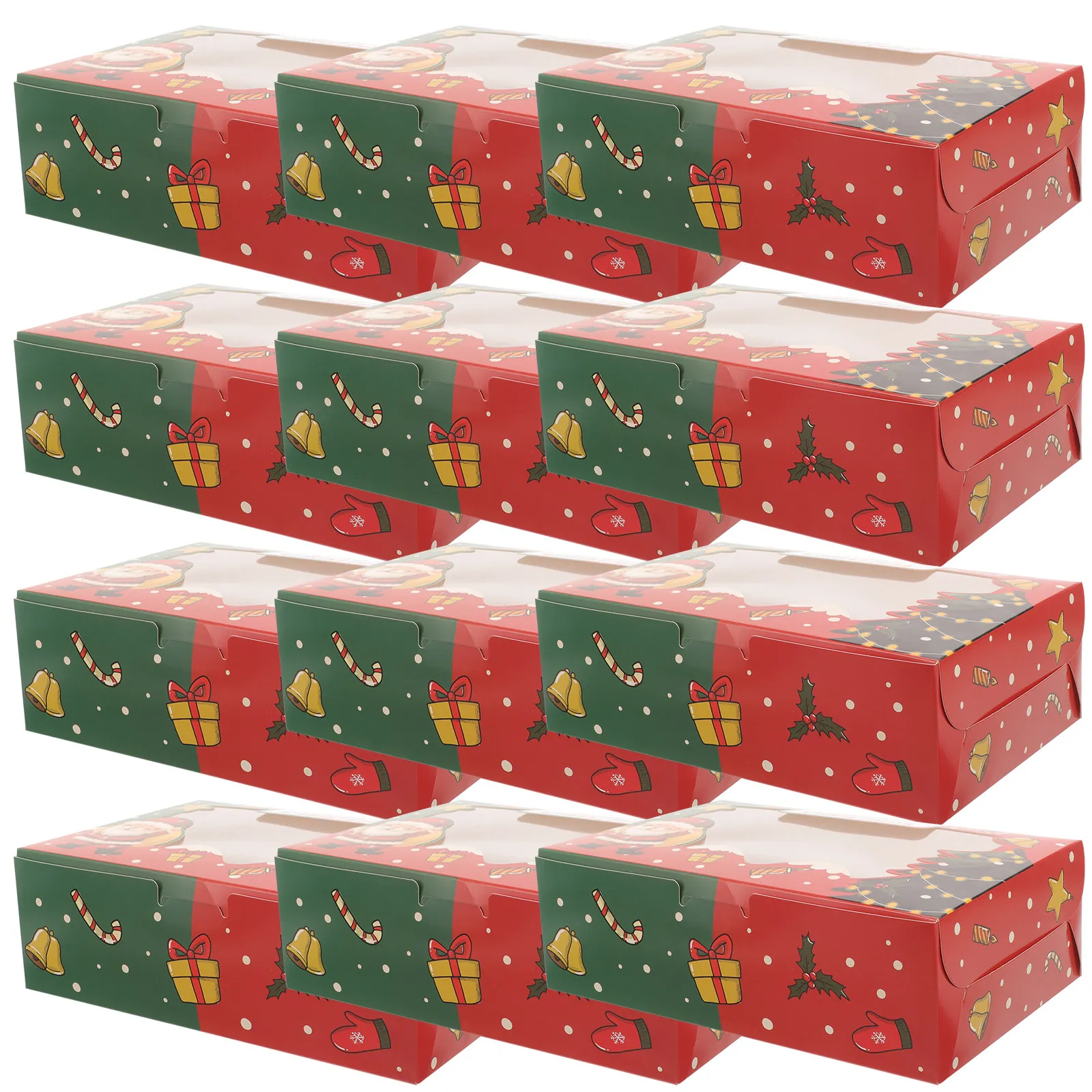 10Pcs Pastry Packing Boxes Xmas Paper Cake Storage Dessert Wrapping Cupcake Portable Bakery Display Boxes Dessert Wrapping Box