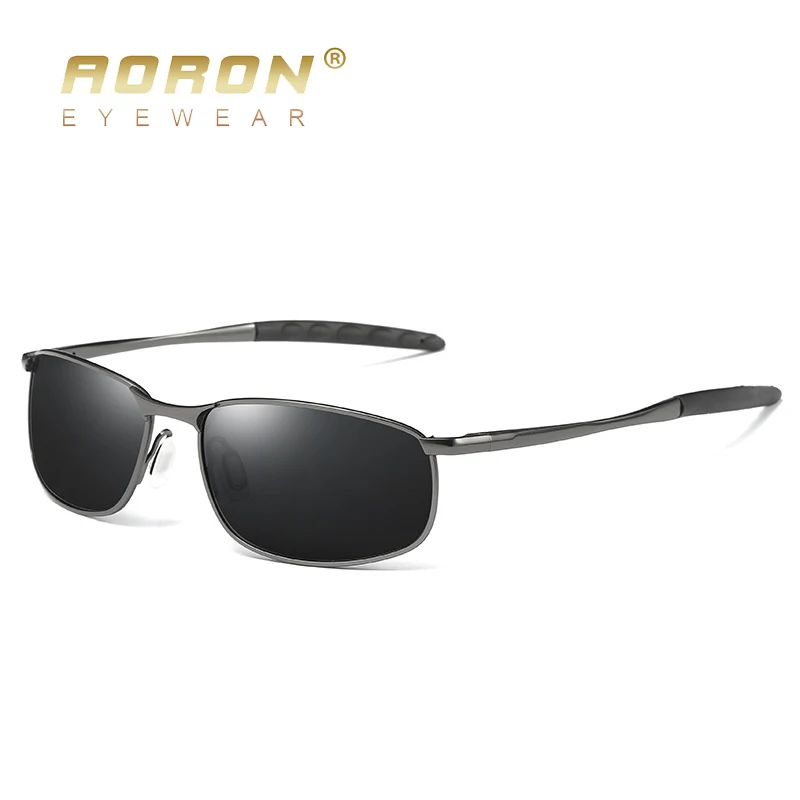 AORON Mens Polarized Sunglasses for sports rectangle Mirror Sunglasses men Alloy Frame UV400 Sun Glasses Eyewear