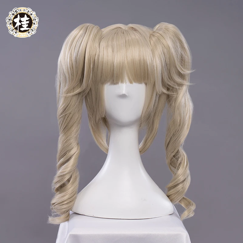 UWOWO Game Genshin Impact Barbara Cosplay Wig Shining Idol Cosplay Wigs Deaconess Linen Twin Tail Hair