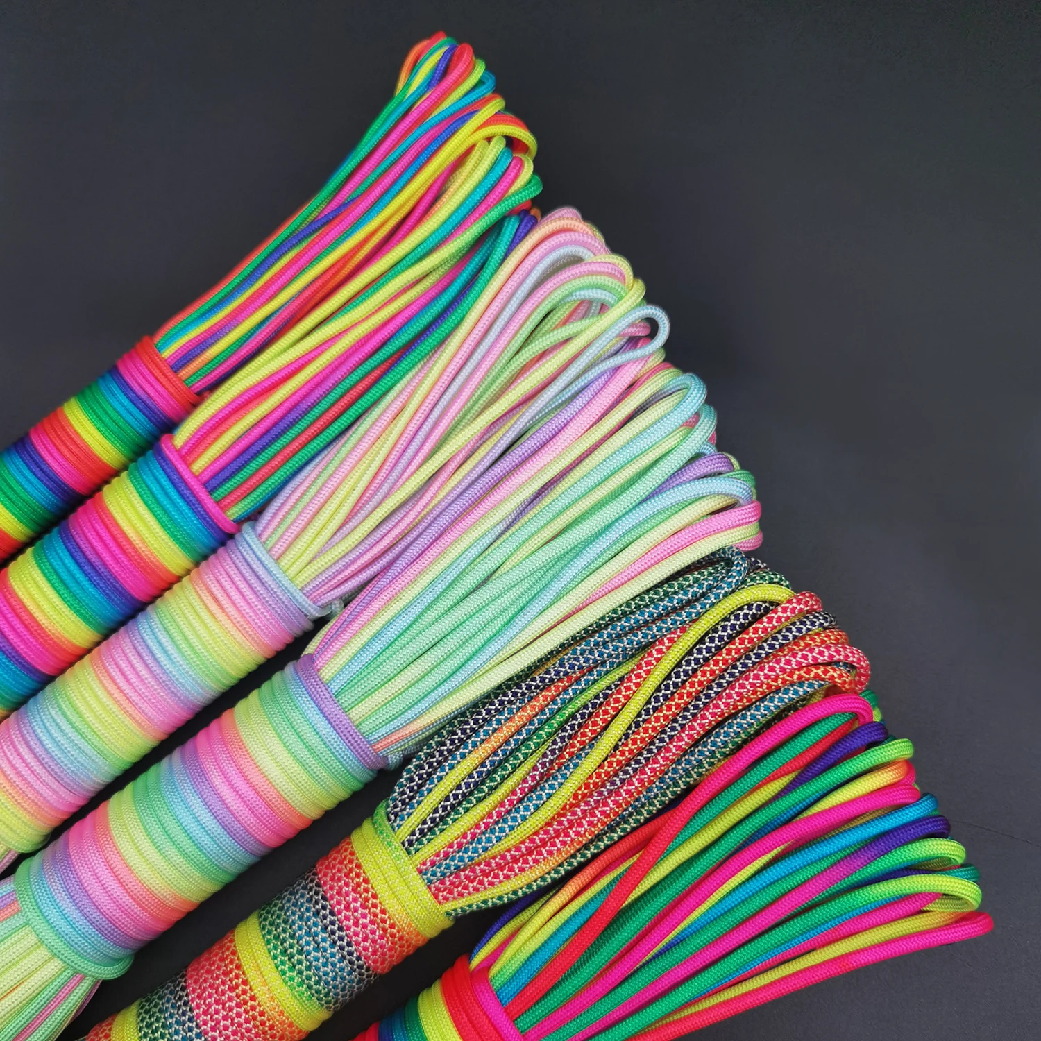 31 meters 2mm /3mm /4mm diameter Rainbow rope 7 strands parachute rope Climbing camping survival gear parachute rope bracelet