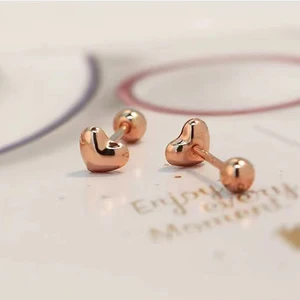 Real 18k Gold Schraubohrringe für Frauen, rein, fest, Herz, goldener Ball, dünner Schmuck vorhanden, Au750 6 Hauptverkäufe reines Gold 18K - №6
