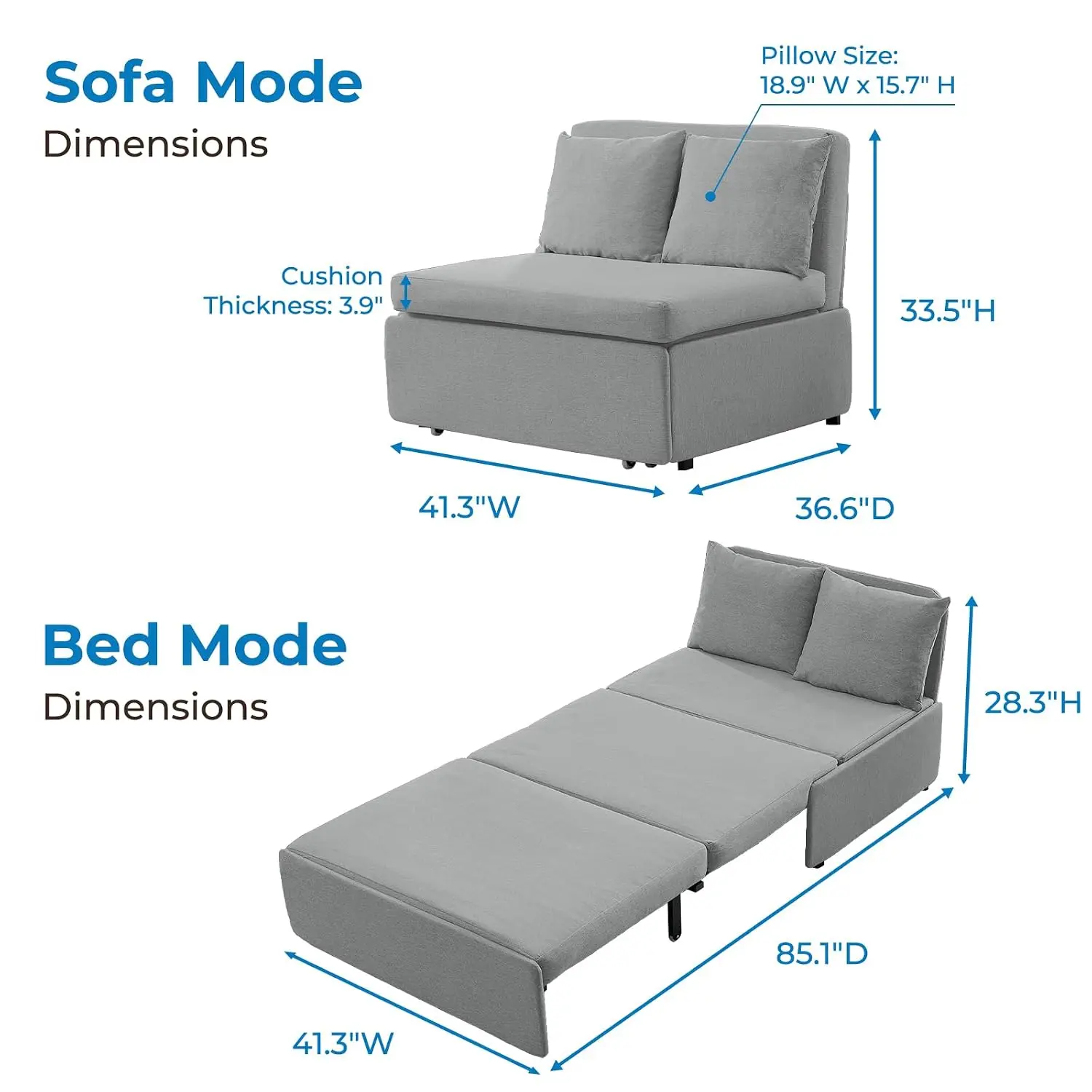 Twin Size Sofa Bed 2 in 1 Convertible Linen Loveseat Sleeper with Cushions Pull Out Small Place Apartment, Customized