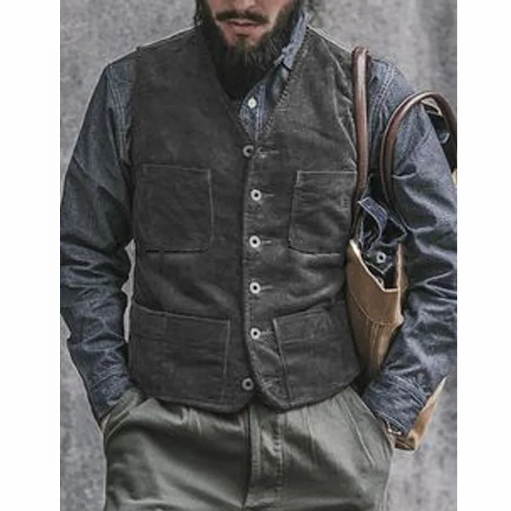 

Corduroy Male Vest Suit for Men Men's Casual Formal Wear Business Elegant Single Breasted V-Neck Vest Gothic Chaleco Steampunk