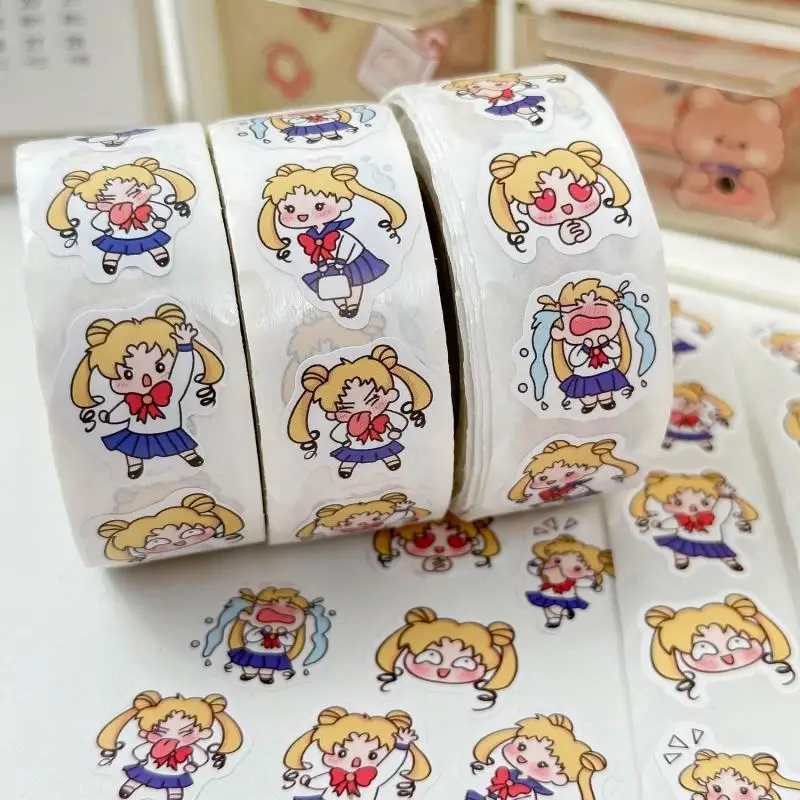 Pretty Guardian Sailor Moon Tsukino Usagi Kawaii Sealing Sticker Water Cup Sticker Luggage Compartment Hand Account Decoration