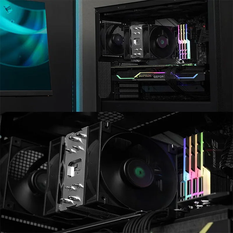 DEEPCOOL AG400 4 أنابيب حرارية مروحة مزدوجة وحدة المعالجة المركزية تبريد الهواء المبرد 2000 دورة في الدقيقة مروحة تبريد سطح المكتب إنتل LGA1700 1200 115X AMD AM4