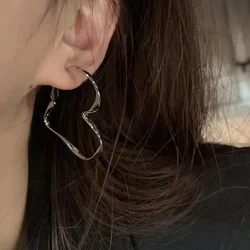 Silver Color Heart Earrings Cute Vintage Hollow Love Hoop Earrings Y2k Earrings for Teens Girl Friendship Gifts Accessories
