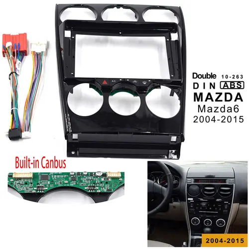 Imagen 1 del producto Marco de Carro de 9 Pulgadas para Mazda 6 2004-2015】Panel de Estéreo Doble Din, Compatible con Aire Acondicionado, Canbus y Cable de Poder Integrados - Mejor Vendedor en Amazon