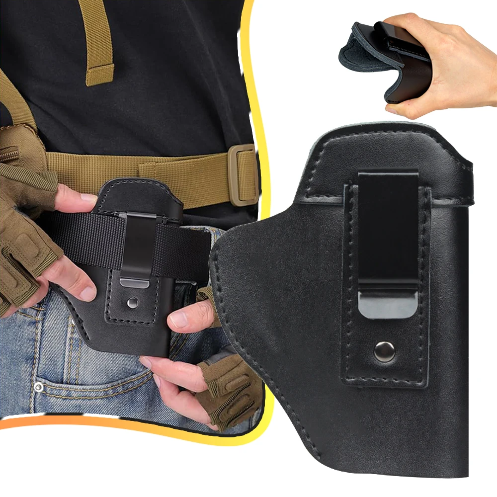 Outdoor Tactical Holster G17 Leather Shooting Training Gun Holsters Portable Concealed Inner Belt Quick Draw Holster for Hunting