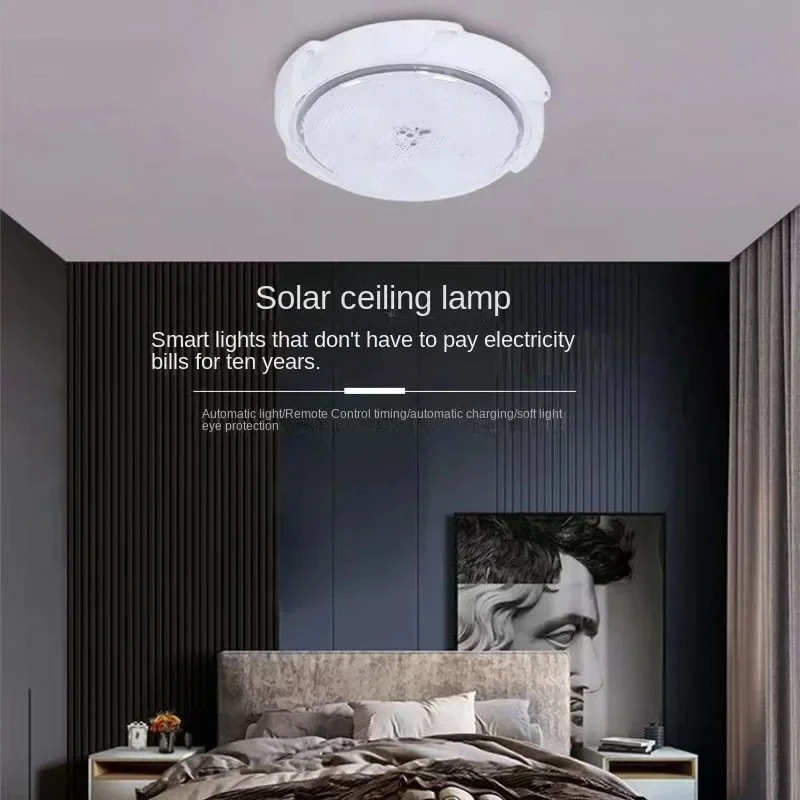 LED Solar Ceiling Lights Indoor Bedroom Corridor Garden Lighting With Remote Control Dimmable Timing Solar Ceiling Lamp image 3