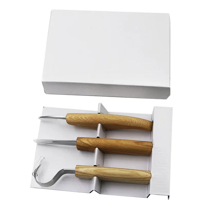 3-Piece نحت سكين الخشب سكين الحلاقة مكشطة مكشطة ملعقة سكين النجارة أدوات حفر مجموعة