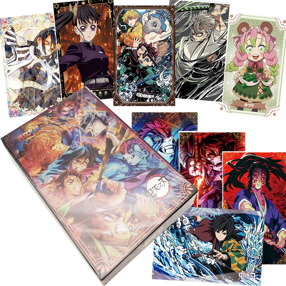 

Anime Demon Slayer Color Paper Collection Cards Character Handsome Close-up Colorful Laser Cool Battle Cards Christmas Toy Gifts