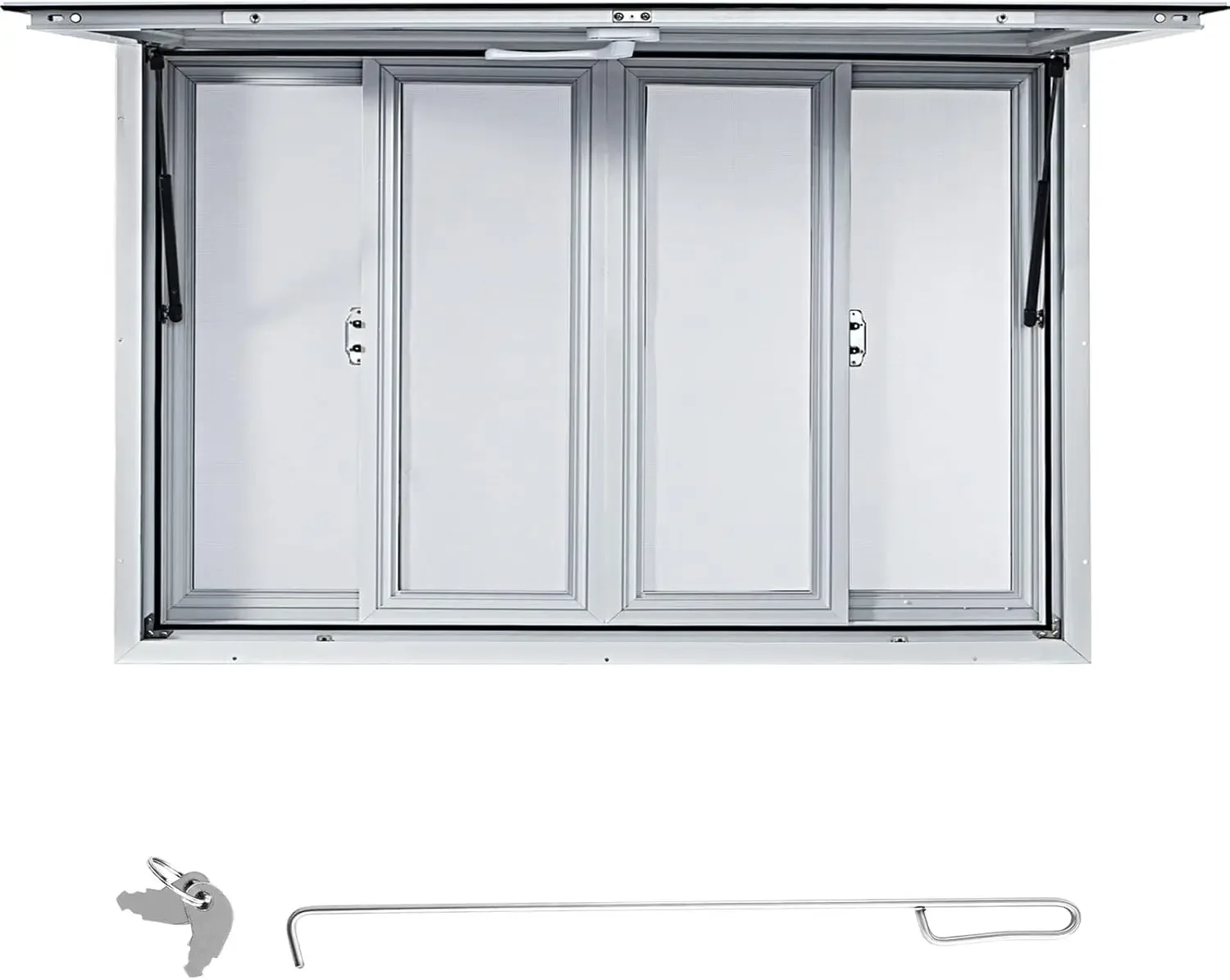 

Window 60 x 36 inch, Aluminum Alloy Food Truck Service Window with 4 Horizontal Sliding Screen Windows & Awning