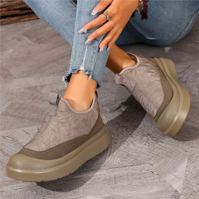 أحذية امرأة الثلوج 2025 الاتجاه أحذية النساء الانزلاق على أحذية امرأة أفخم منصة حذاء من الجلد الفراء بوتاس موهير الشتاء الفتيات الأحذية #5