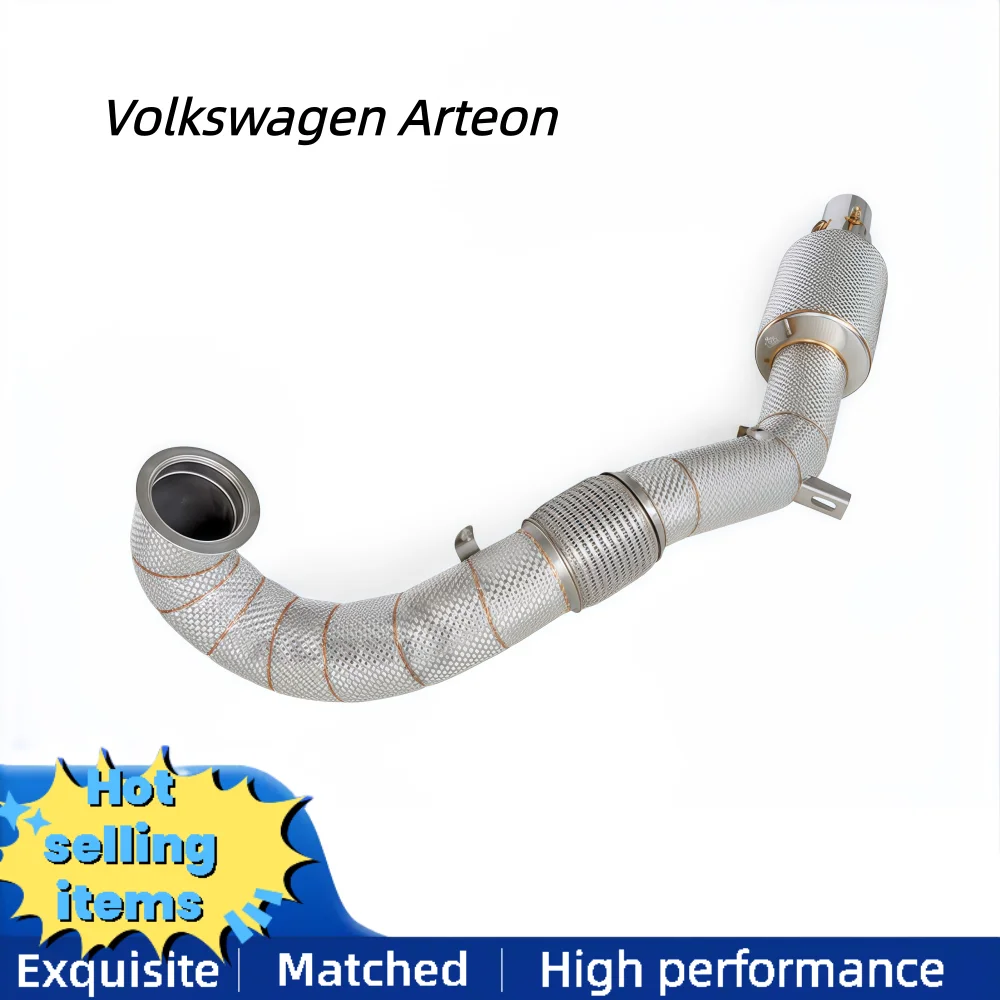 Stainless steel downpipe exhaust pipe with heat shield for Volkswagen Arteon high performance exhaust pipe auto parts