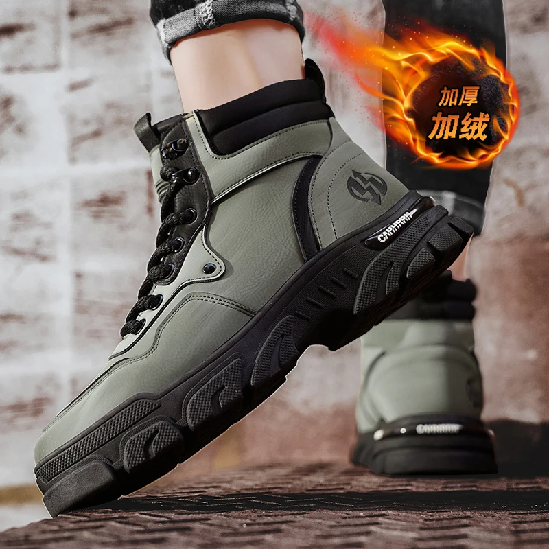 جديد الشتاء الرجال الأحذية في الهواء الطلق عالية أعلى أفخم الدافئة حذاء بوت بطول الكاحل تنفس المضادة للانزلاق مقاومة للاهتراء حذاء الثلوج أربعة ألوان المتاحة #5