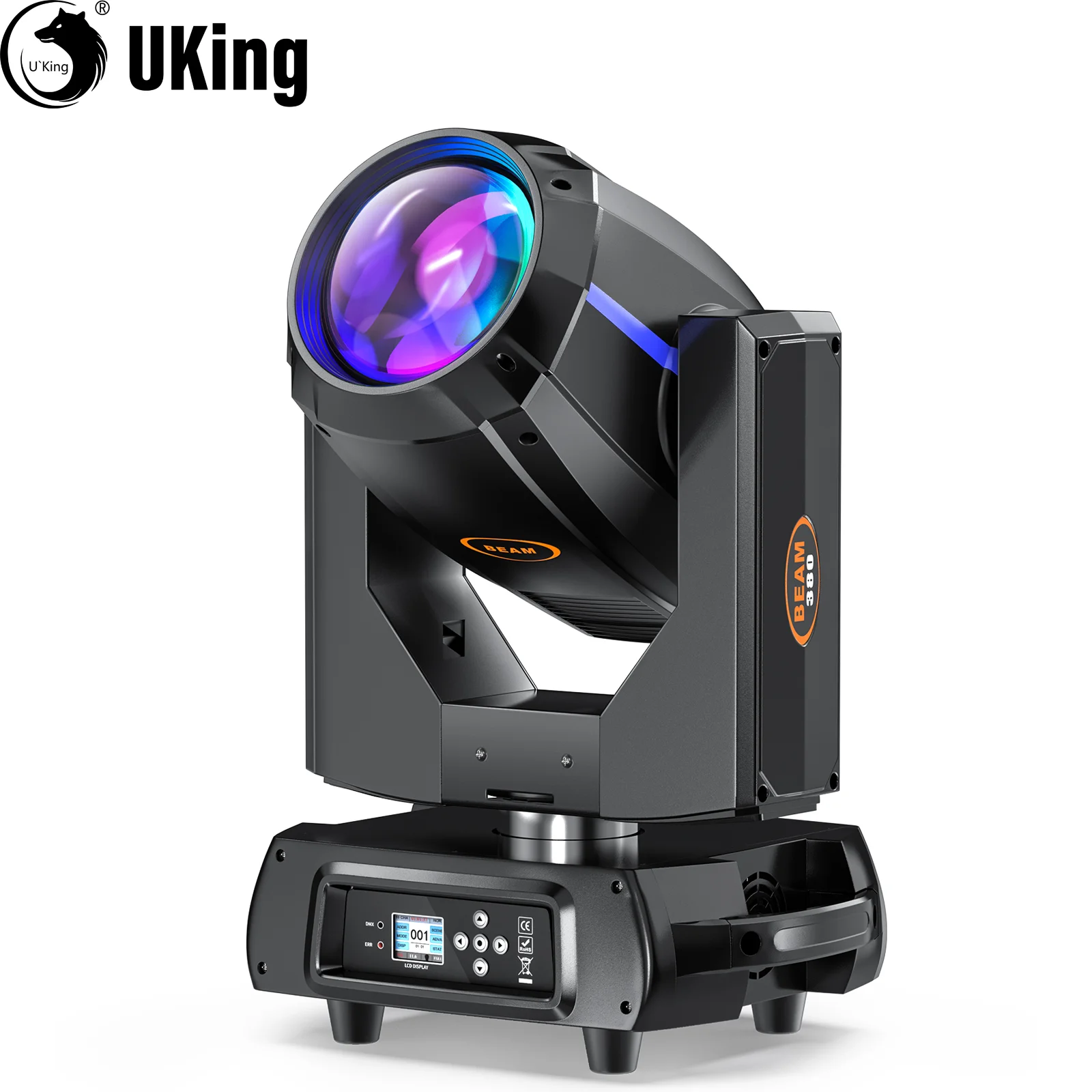 U' King-Moving Head Beam Stage Lights, Iluminação de Palco, 13Gobos, 8 + 64 Prismas, DMX512, 380W, 20R, Bar, Birthday Party