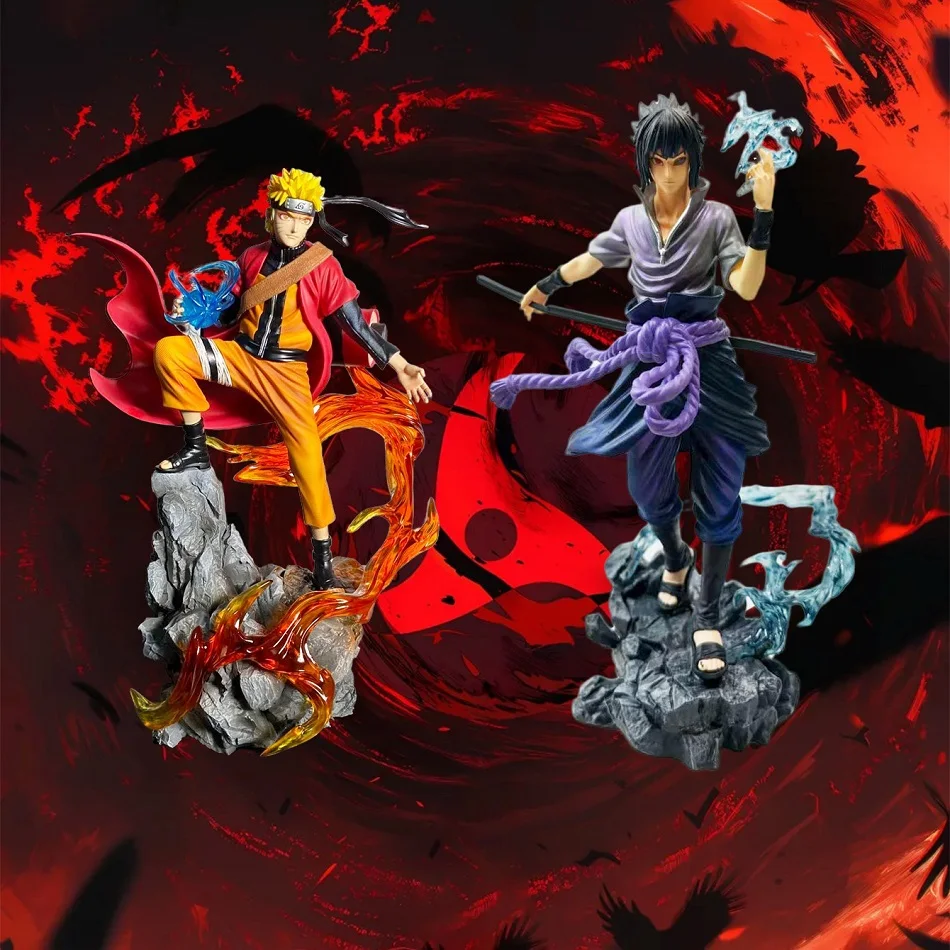 

Naruto Anime Figure Uzumaki Naruto Uchiha Sasuke Combat form 25cm Action Figurine PVC Cartoon Characters Model Ornaments Boy Toy