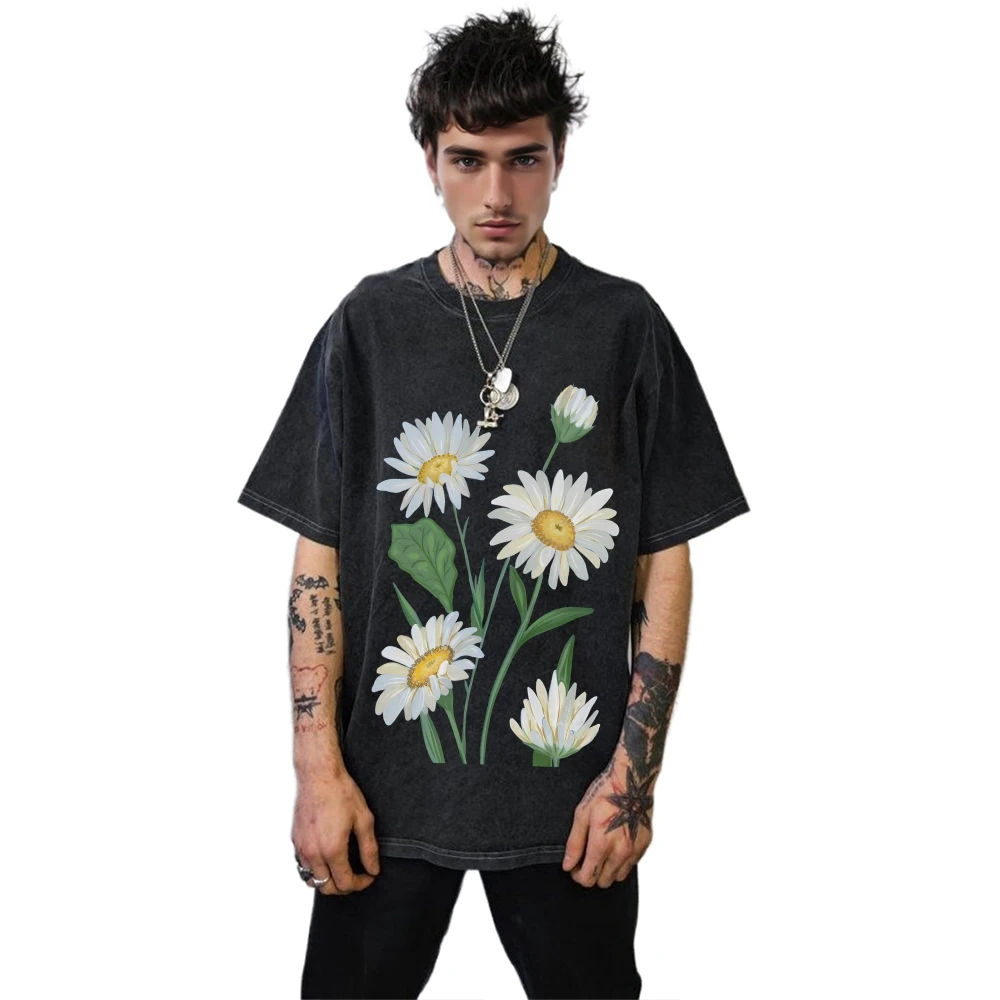 

Винтажная летняя футболка большого размера для женщин с цветочным рисунком, комфортная свободная повседневная одежда, стильная футболка с круглым вырезом, топ с короткими рукавами