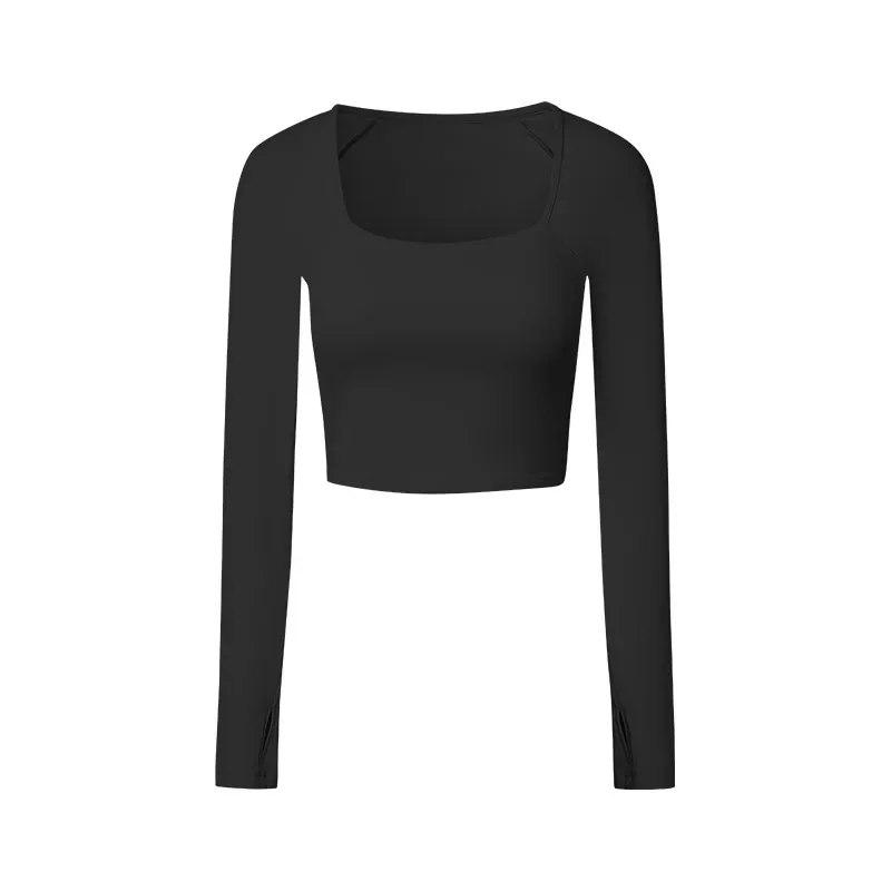 Creora Xiaoxing-T-shirt de sport à manches longues avec coussin de poitrine pour femme, combinaison de yoga slim, ensemble de pension, maille sexy, épissage