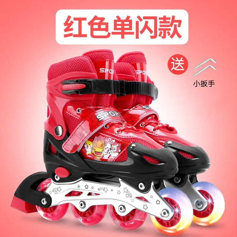 

3colors Single flash roller skates for boys and girls aged 3-13, beginners in straight row roller skates