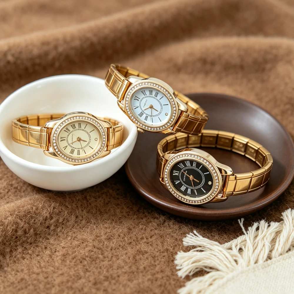 Bezel Oval Italian Watch Elastic Charm DIY 9mm Width Stainless Women's Bracelet Bangle For Party Friend Birthday Jewelry Gift