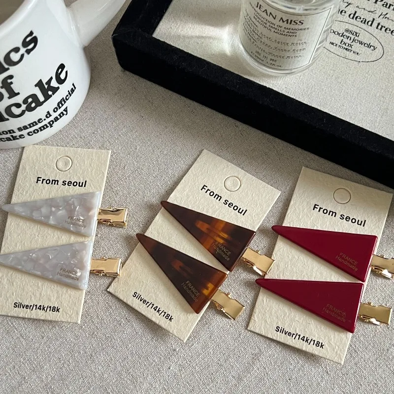 

Retro Korean Style Acetate Triangle Bangs Clips Invisible Seamless Hair Barrettes Front Broken Hair Styling Girls Hair Accessory