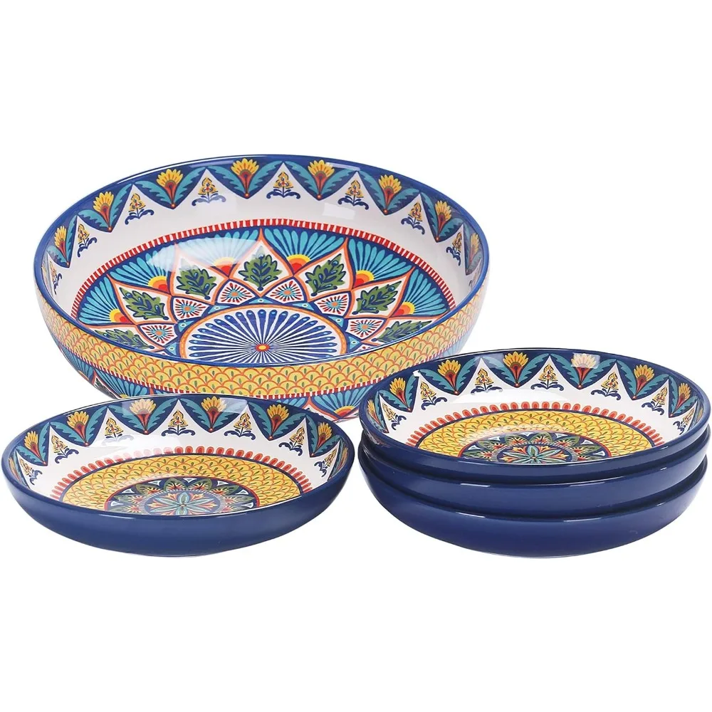 

Керамическая миска для макарон, набор из 5 штук для макарон, салата, микроволновой печи и можно мыть в посудомоечной машине, подарок на новоселье