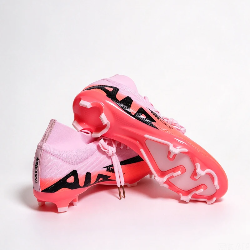 PINK Pro High Quality Mens Soccer Shoes Non-Slip Turf Soccer Cleats TF/FG Training Football Boots Chuteira Campo 35-45
