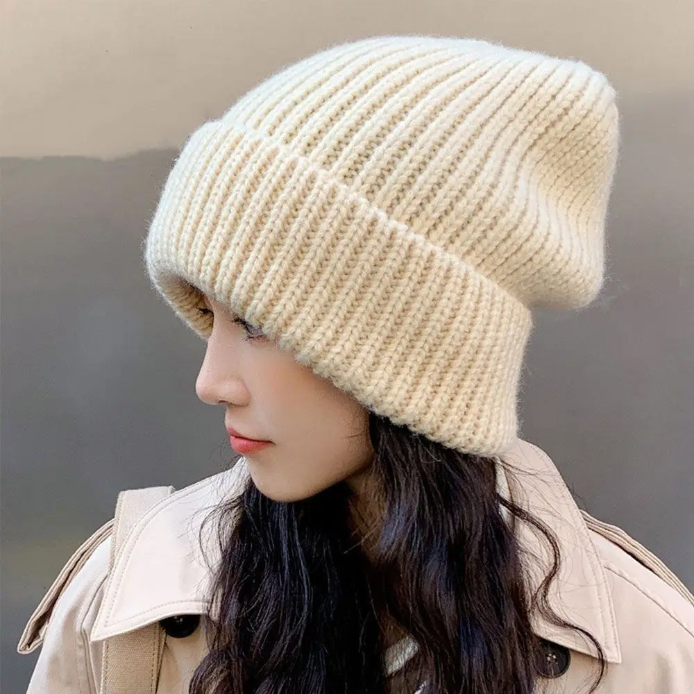 2024 Winter Warm Hats for Women Casual Stacking Knitted Bonnet Caps Men Hats Solid Color Hip Hop Unisex Female Beanies