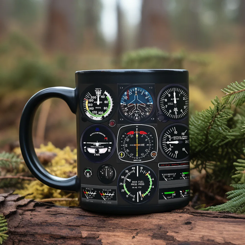 Bestseller New Products, Plane Dashboard, Space Shuttle Creative Black Ceramic Coffee Mug Best Gifts