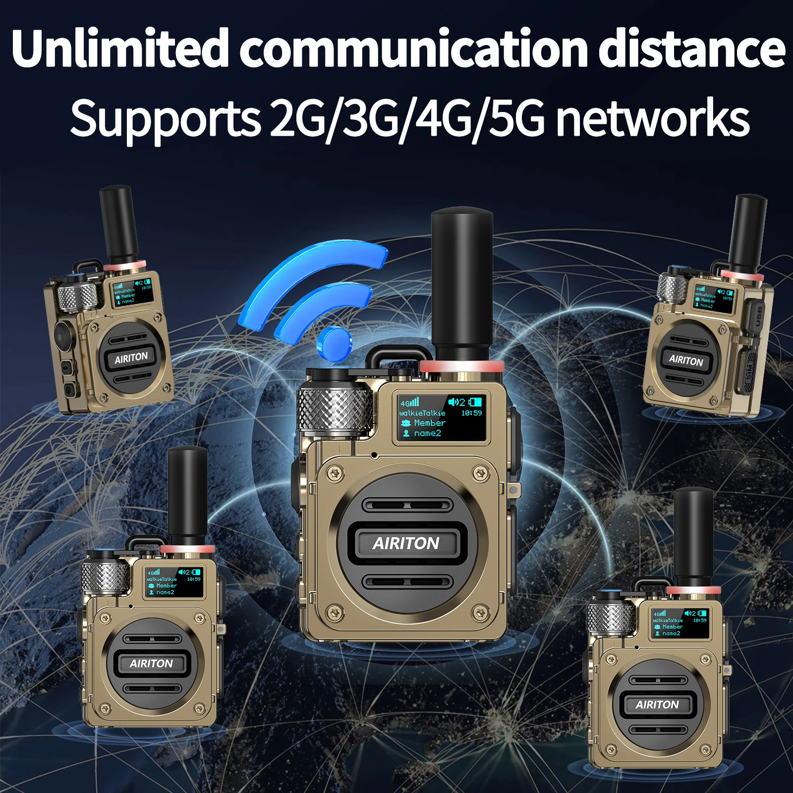 أجهزة اتصال لاسلكية غير محدودة المدى على مستوى البلاد 4G طويلة المدى لاسلكي تخاطب 5000 ميل يده POC AIRITON AI-G6 راديو اتجاهين #3